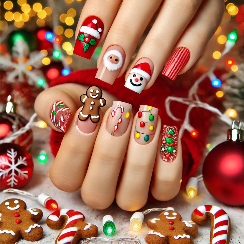 Bold and Fun Christmas Characters- Nail Ideas