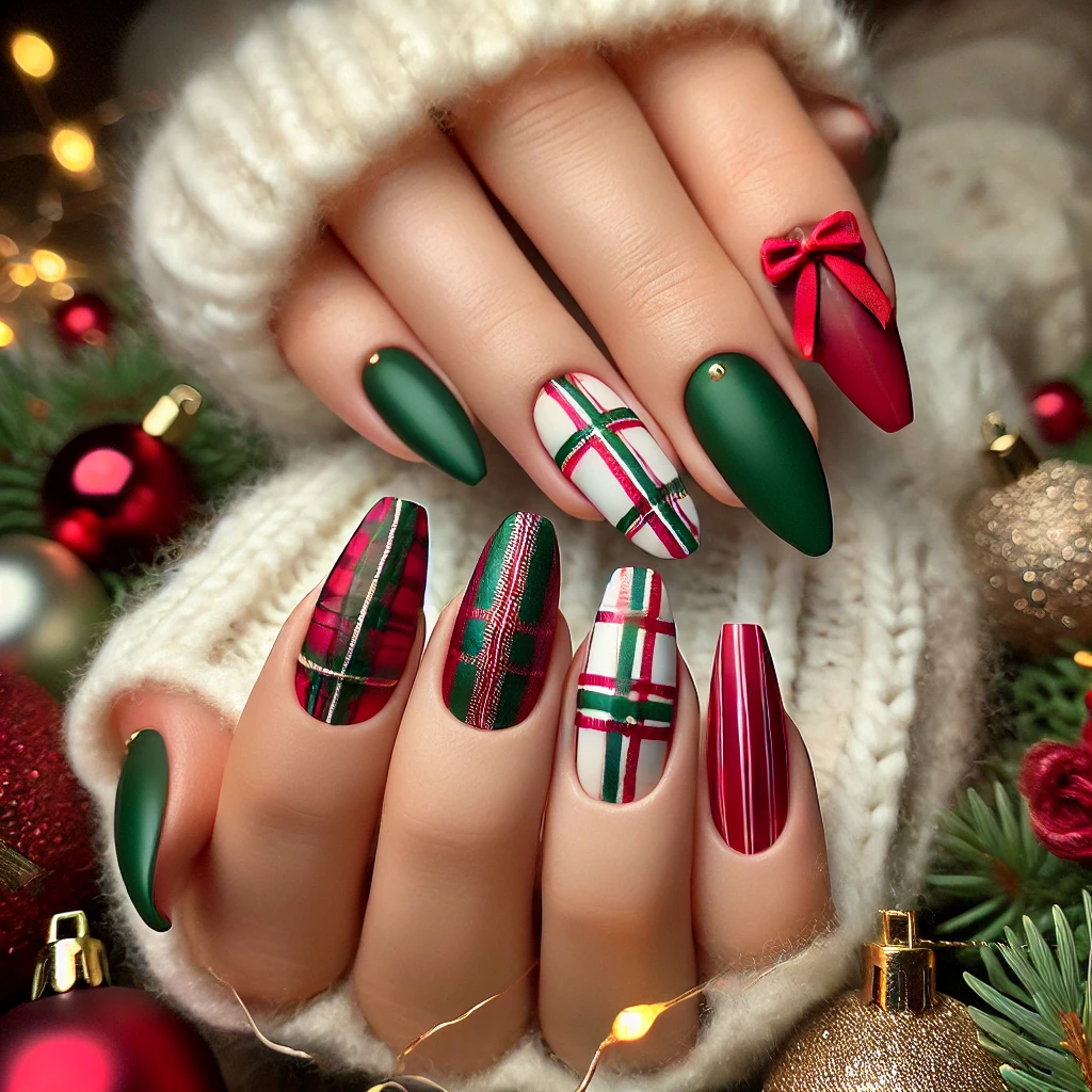 Red and Green Combos- Nail Ideas